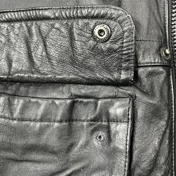 Stratojac Leather Parka Jacket Coat Men's Large Black Brown Hooded Heavy VT - Picture 7 of 16